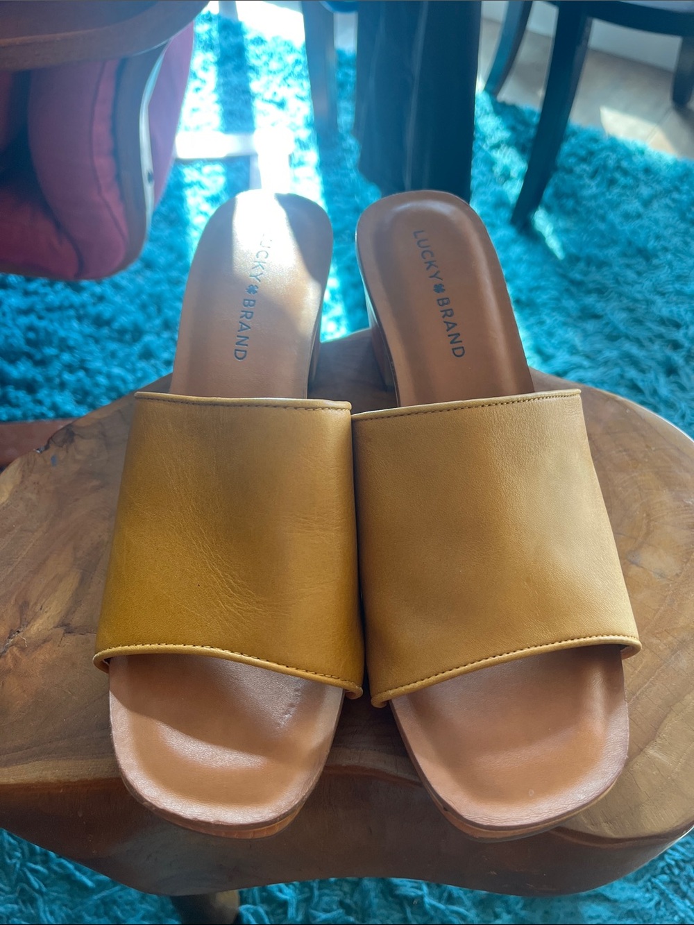 Lucky Brand Women's Mustard Yellow Slide Mules